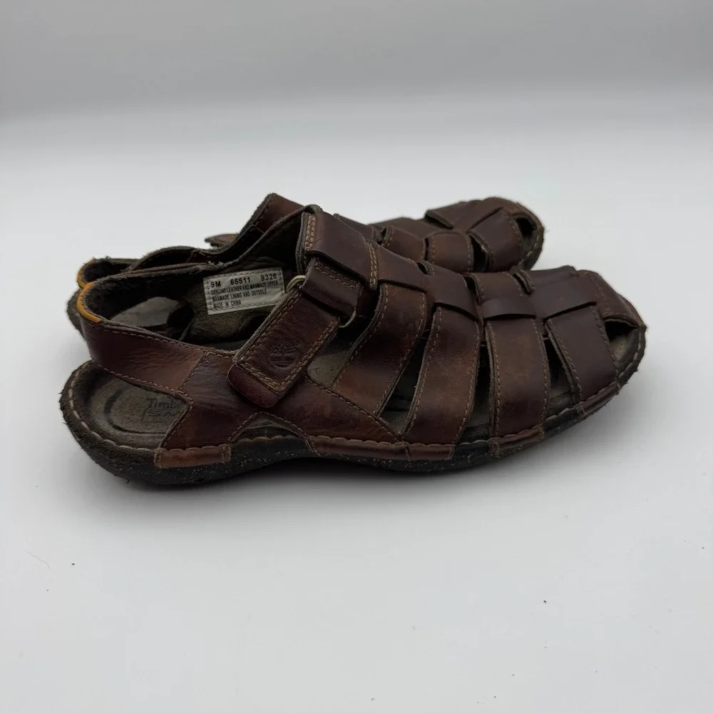 Timberland Altamonte Leather Fisherman Sandals Brown Mens 9M 65511 Smart Comfort